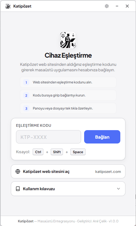 Katipözet Kurumsal cihaz eşleştirme ekranı